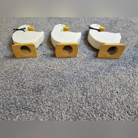 Vintage 1980's Set of 3 Ceramic Sitting Geese Ducks Goose - Picture 2 of 5